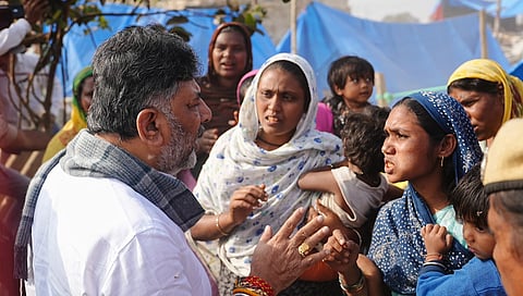 DCM DK Shivakumar visits illegal house demolition site, backs anti-encroachment drive