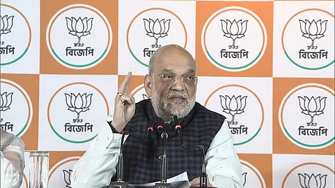 Union Home Minister Amit Shah addressing press in Kolkata.