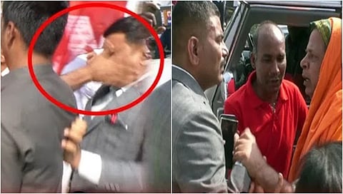 ವಿಜಯಪುರ: ಪ್ರತಿಭಟನೆ ತಡೆಯಲು ಮುಂದಾದ PSI, ಪೇದೆಗೆ ಸ್ವಾಮೀಜಿ ಕಪಾಳಮೋಕ್ಷ!