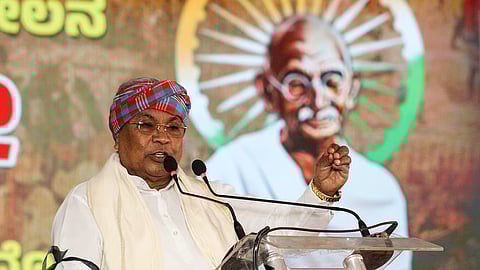 CM Siddaramaiah during the protest Raj Bhavan Chalo, against the Centres move to replace MGNREGA with VB-G RAM G, at Freedom Park on Tuesday