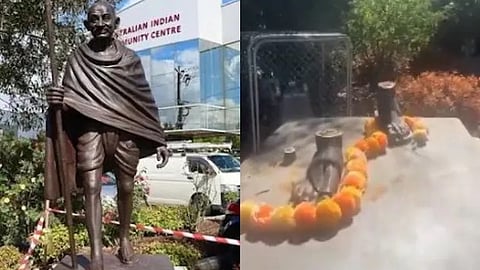 statue of Mahatma Gandhi being stolen from Australia's Melbourne