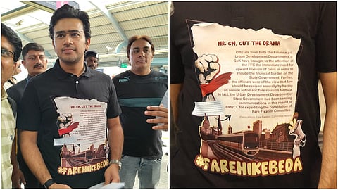 MP Tejasvi Surya interacted with metro passengers.