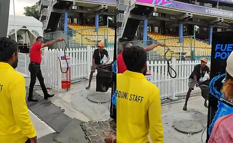 Snake found in Pakistan's dug-out R Premadasa Stadium, Colombo.