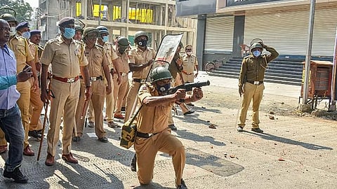 Policemen use tear gas to disperse protesters. Representational image.