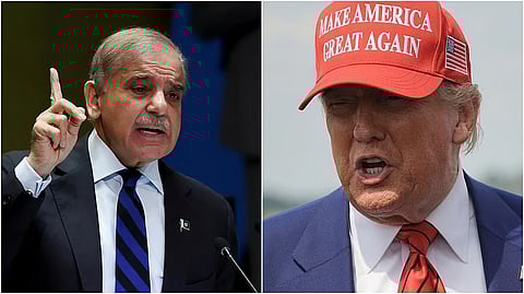 Pakistan Prime Minister Shehbaz Sharif (L), US President Donald Trump