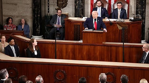 US President Donald Trump delivers the State of the Union address in the House Chamber of the US Capitol in Washington, DC