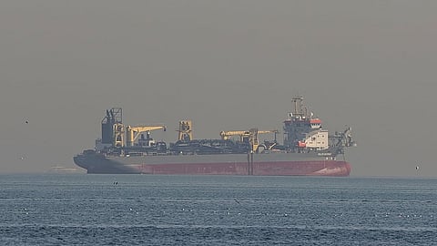 An oil tanker is pictured offshore in Dubai on March 1, 2026, amid rising tensions in the region