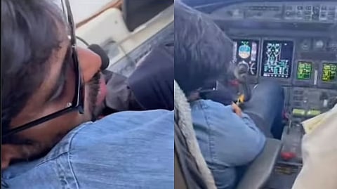 Rohit Singh, owner of VSR, is seen asleep in the chief pilot's seat