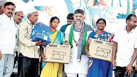 DCM DK Shivakumar attends the foundation stone laying ceremony of the YG Gudda lift irrigation project in ​​Magadi on Wednesday
