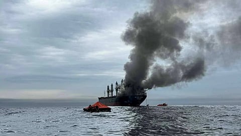 Black Smoke, Fire On Thai Cargo Ship