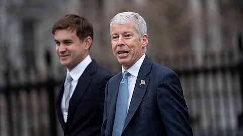 Energy Secretary Chris Wright walks to the White House following an interview with CNN, Thursday, March 12, 2026, in Washington