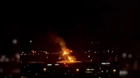 A drone-related incident sparked a fire near Dubai's international airport.