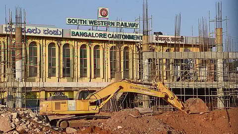 Ongoing construction work at Bengaluru Cantonment Railway Station.