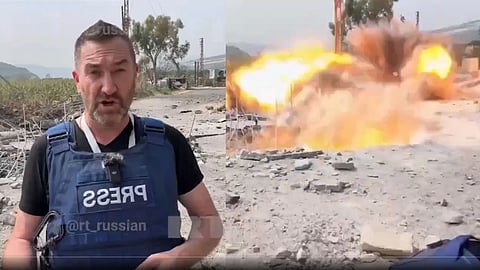 Israeli missile hit right behind a Russia Today reporter