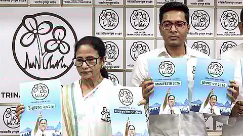 All India Trinamool Congress Supremo and West Bengal Chief Minister Mamata Banerjee releases party's manifesto for the upcoming West Bengal elections, in Kolkata.