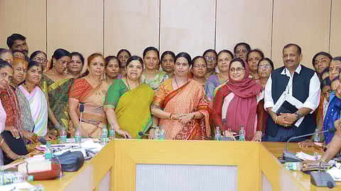 Minister Lakshmi Hebbalkar with Anganwadi Union Leaders