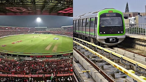 M Chinnaswamy Stadium and Metro rail casual images