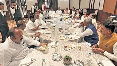 Karnataka Deputy Chief Minister DK Shivakumar at a dinner meet in Delhi.(Photo | Exress)