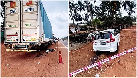 Car collided with container 