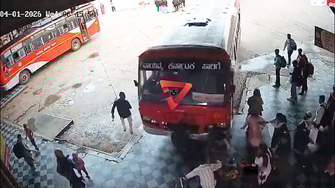 bus rams into platform