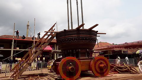 The chariot of Sri Polali Rajarajeshwari temple is getting prepared ahead of temple annual fair on April 10