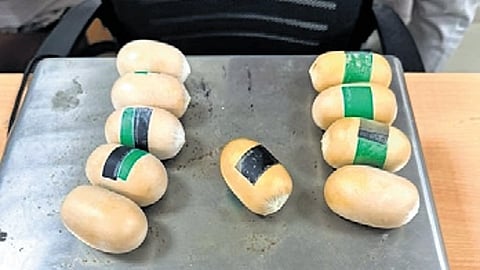 Officials said the smuggled gold was concealed in paste form inside capsule-shaped packets