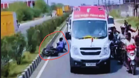 Bike-Borne Man Skids Taking Selfie With TVK Chief Vijay in Tamil Nadu