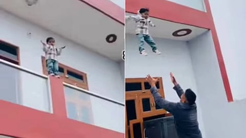 Viral Video: Risking A Child’s Life For A Reel; Boy Jumps Off Balcony