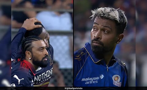 Krunal Pandya's celebration at Hardik Pandya's dismissal