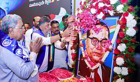 135th birth anniversary program of the Constitution maker, Bharat Ratna Dr. Babasaheb Ambedkar, held at the Bharat Jodo Bhavan of the KPCC office 
