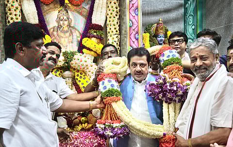 Minister Zameer Ahmed Khan Participated in the Kumbabhishekam (consecration ceremony) program of Ashirvad Ayyappa Temple in Chamarajpet Constituency.