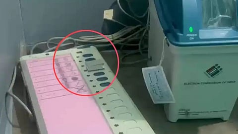 Visuals show the BJP button blocked with a tape in a booth in Falta