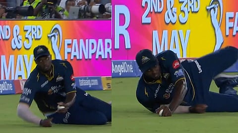 Jason Holder taking the catch of Rajat Patidar.