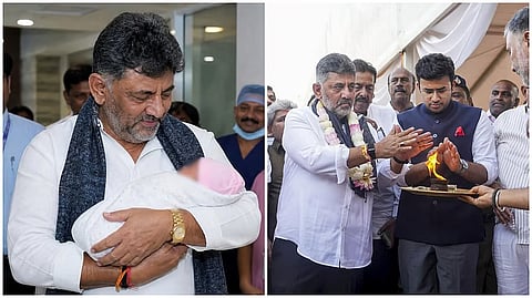 DK Shivakumar during a ceremony to lay the foundation stone for a pedestrian skywalk at Banashankari Junction, in Bengaluru,