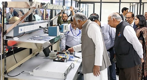 IT/BT Minister Priyank Kharge inspects equipment at the Centre of Excellence for Space Technology