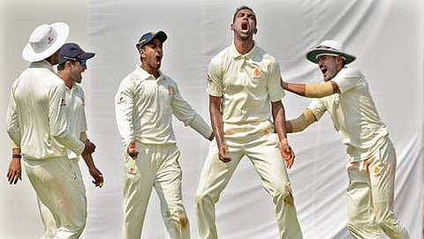 ರಣಜಿ ಫೈನಲ್ ಪ್ರವೇಶಿಸಿ ಸಂಭ್ರಮಿಸಿದ ಕರ್ನಾಟಕ ತಂಡ