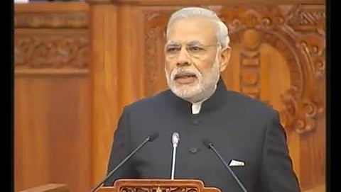 ಮಂಗೋಲಿಯಾ ಸಂಸತ್  ನಲ್ಲಿ ಮೋದಿ ಭಾಷಣ(ಚಿತ್ರ ಕೃಪೆ: twitter.com/PMOIndia/media)