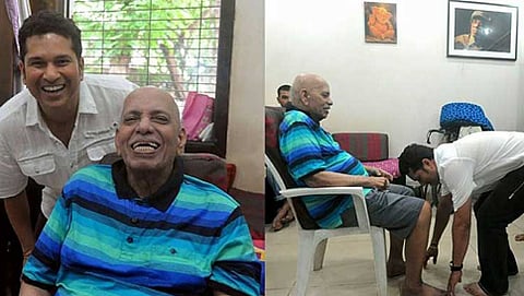 ರಮಾಕಾಂತ್ ಅಚ್ರೇಕರ್ ಅವರ ಮನೆಗೆ ತೆರಳಿದ ಸಚಿನ್, ಅವರಿಗೆ ನಮಸ್ಕರಿಸಿ ಆಶೀರ್ವಾದ ಪಡೆದ ಸಚಿನ್ (ಕೃಪೆ: ಫೇಸ್ ಬುಕ್ )