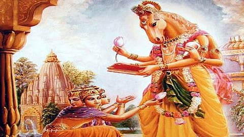 ವೇದಗಳನ್ನು ಸಂರಕ್ಷಿಸಿ ಬ್ರಹ್ಮನಿಗೆ ನೀಡುತ್ತಿರುವ ಹಯಗ್ರೀವನ ಚಿತ್ರ