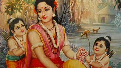 ಸೀತಾ ದೇವಿಯೊಂದಿಗೆ ಲವ-ಕುಶರು