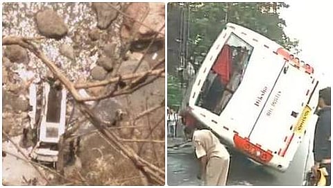 ಮಧ್ಯ ಪ್ರದೇಶದಲ್ಲಿ ಕಂದಕಕ್ಕೆ ಉರುಳಿ ಬಿದ್ದ ಬಸ್, ಎರಡನೇ ಚಿತ್ರದಲ್ಲಿ ಮುಂಬೈಯಲ್ಲಿ ಬಸ್ ಮಗುಚಿ ಸಂಭವಿಸಿದ ಅಪಘಾತ