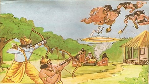 ರಾಕ್ಷಸರನ್ನು ತಡೆಯುತ್ತಿರುವ ರಾಮ ಲಕ್ಷ್ಮಣರು(ಸಾಂಕೇತಿಕ ಚಿತ್ರ)