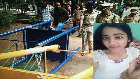 ಪಾರ್ಕ್ ನಲ್ಲಿ ಪರಿಶೀಲನೆ ನಡೆಸಿದ ಪೊಲೀಸರು, ಬಲ ಚಿತ್ರದಲ್ಲಿ ಬಾಲಕಿ ಪ್ರಿಯಾ