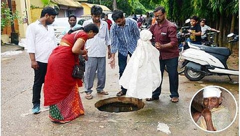 ಮ್ಯಾನ್ ಹೋಲ್ ಗೆ ಬಿದ್ದಿದ್ದ ಮಹಿಳೆಯ ರಕ್ಷಣೆ
