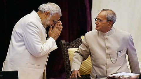 ನರೇಂದ್ರ ಮೋದಿ, ಮಾಜಿ ರಾಷ್ಟ್ರಪತಿ ಪ್ರಣಬ್ ಮುಖರ್ಜಿ