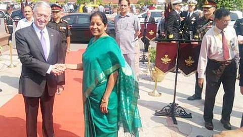 ಅಮೆರಿಕ ರಕ್ಷಣಾ ಕಾರ್ಯದರ್ಶಿ ಜೇಮ್ಸ್ ಮ್ಯಾಟಿಸ್, ರಕ್ಷಣಾ ಸಚಿವೆ ನಿರ್ಮಲಾ ಸೀತಾರಾಮನ್
