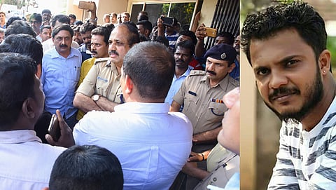 ಮೃತ ದೀಪಕ್ ರಾವ್ ಮತ್ತು ಪ್ರತಿಭಟನಾಕಾರರೊಂದಿಗೆ ಪೊಲೀಸರ ಮಾತುಕತೆ