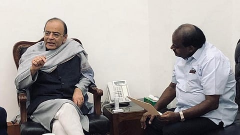 ಅರುಣ್ ಜೇಟ್ಲಿ- ಕುಮಾರಸ್ವಾಮಿ ಭೇಟಿ: ಜಿಎಸ್ ಟಿ ಪರಿಹಾರ ಅವಧಿ ವಿಸ್ತರಣೆ ಕೋರಿದ ಸಿಎಂ