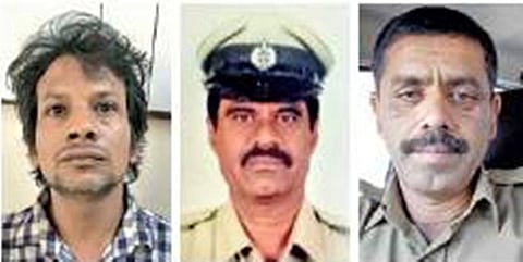 ಆರೋಪಿ ಹರೀಶ್  ಹಾಗೂ ಪೊಲೀಸರು