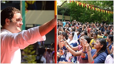 ಮೈಸೂರಿನ ಮಹಾರಾಣಿ ಮಹಿಳಾ ಕಲಾ ಕಾಲೇಜಿನ ವಿದ್ಯಾರ್ಥಿಗಳನ್ನುದ್ದೇಶಿಸಿ ಮಾತನಾಡಿದ ರಾಹುಲ್ ಗಾಂಧಿ